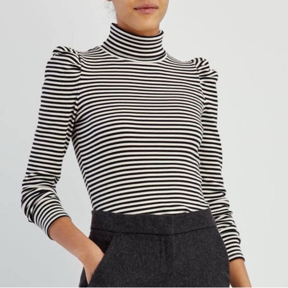 Veronica Beard, black and white striped Cedar Turtleneck